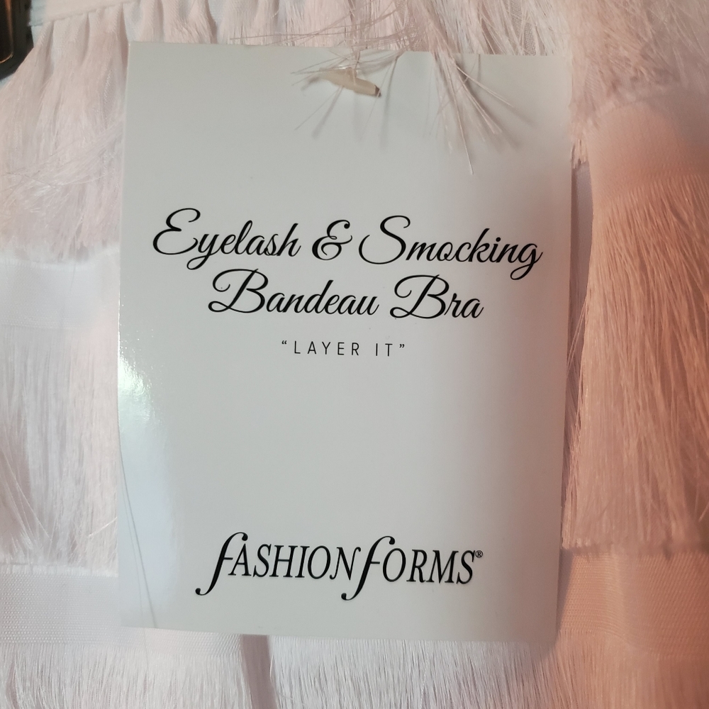 Fashion forms brandeau bra white with fringe. Size XL